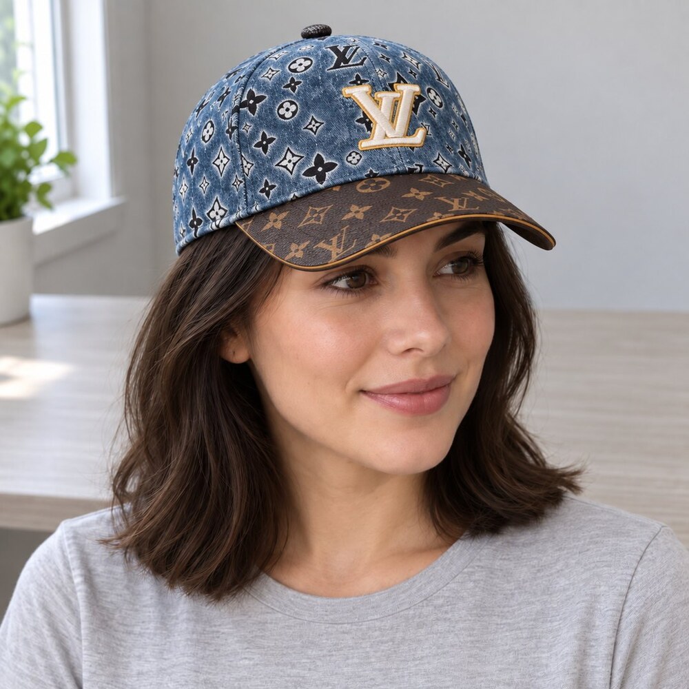Louis Vuitton Blue Brown Monogram Cap - Picture 2 of 6